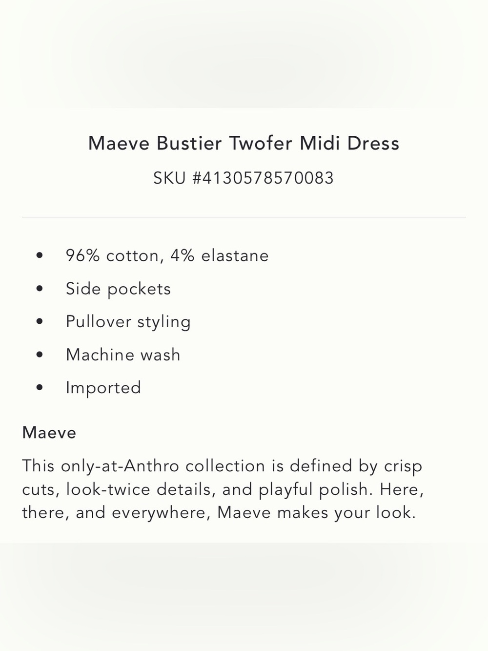 NWT Anthropologie Maeve bustier twofer midi dress medium navy white - Picture 5 of 7